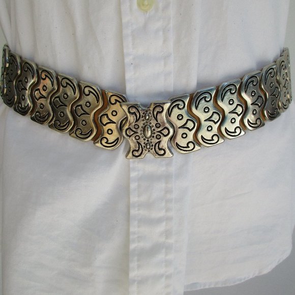 In Transit Soft Leather Metal Waist Belt Western Belt, Sz 32 Made in France Tan - Picture 2 of 9